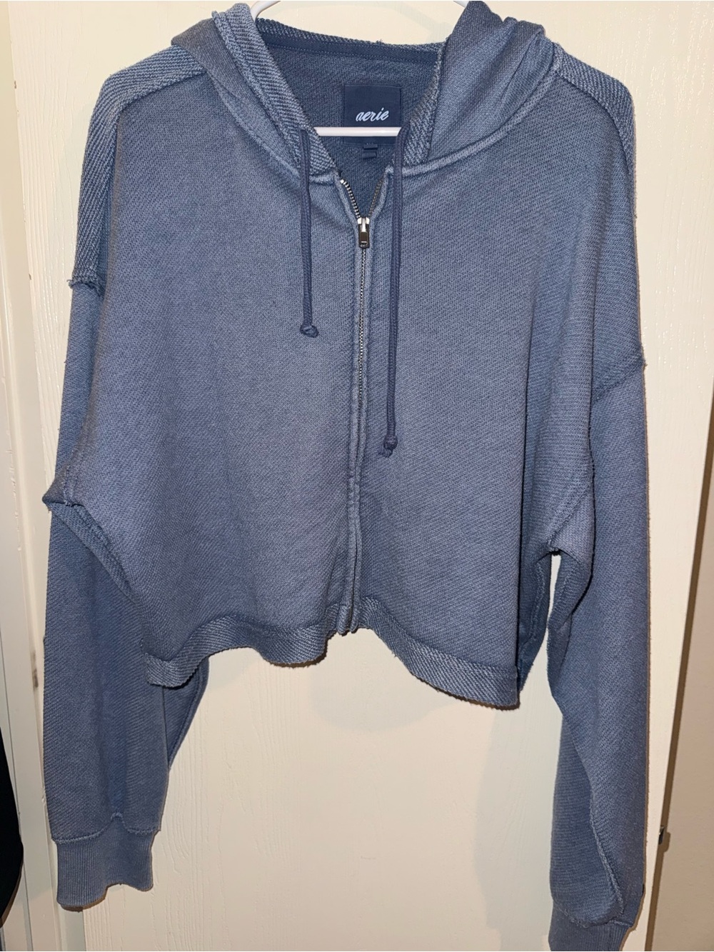 aerie Blue Cropped Zip Hoodie